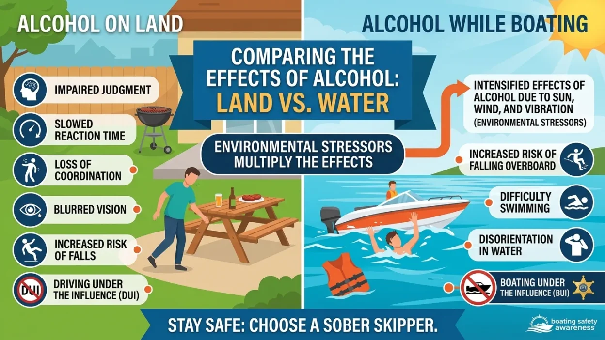 How Does the Effect of Alcohol While Boating Compare to Its Effect While on Land